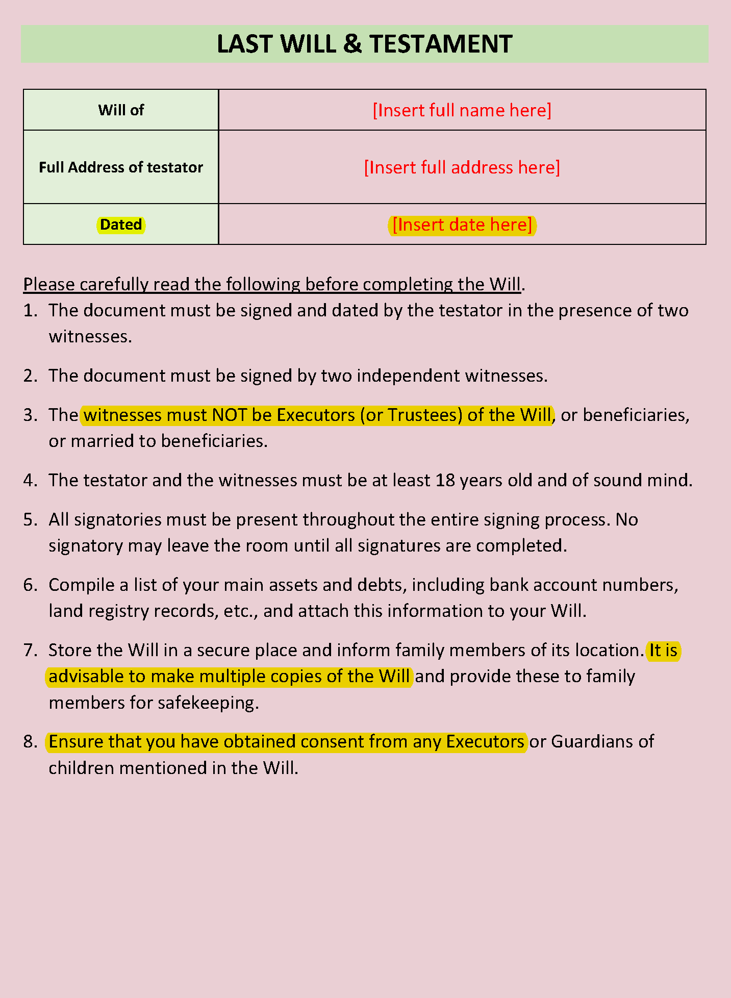 Will Templates And Sample Wills FIW Online Will templates and sample wills fiw online